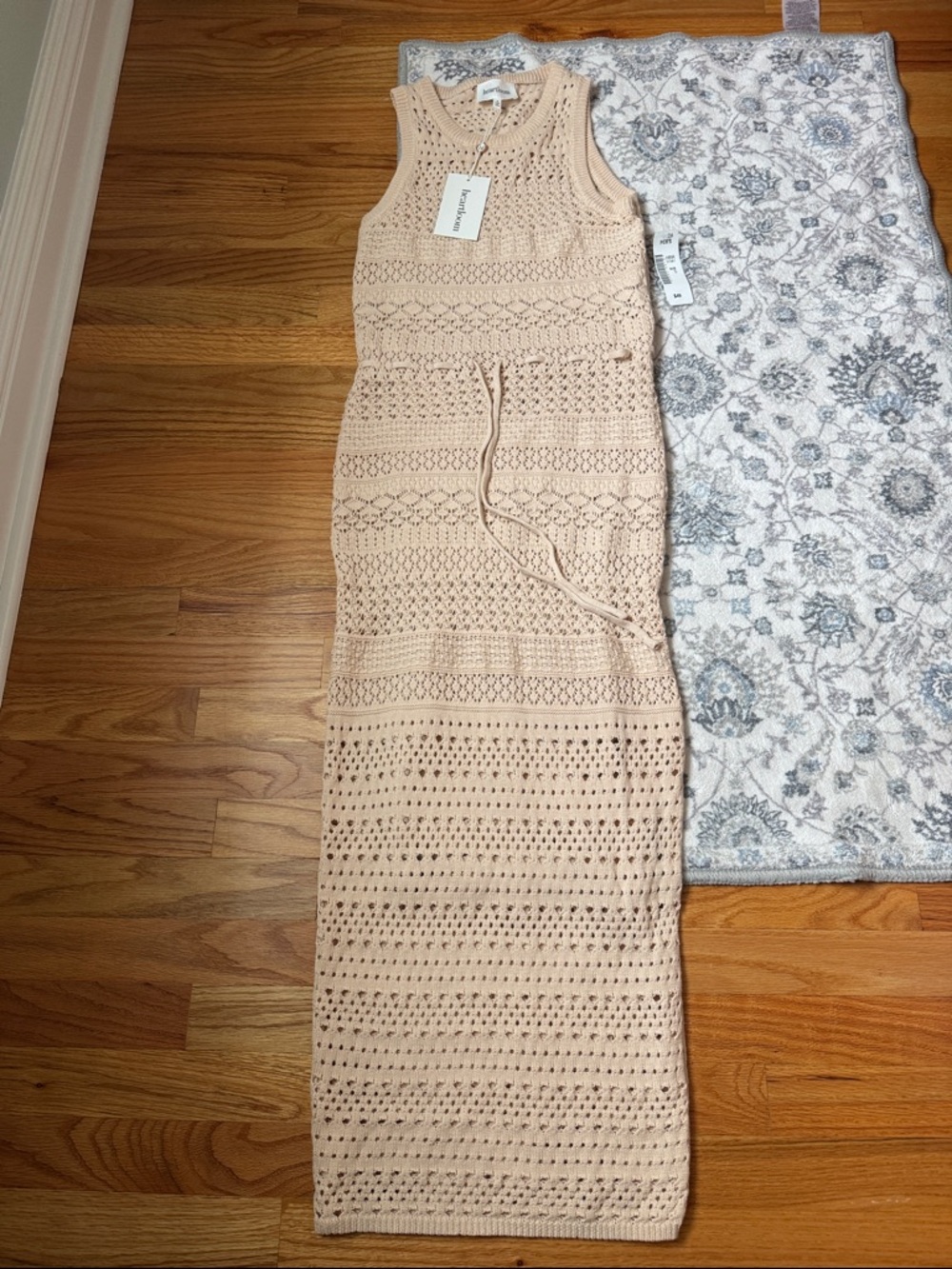 Sandy Full-Length Knit Tank Dress - Neutral Beige. Size small.